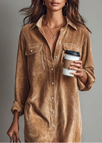 NIYARA | Vestido camisero de pana